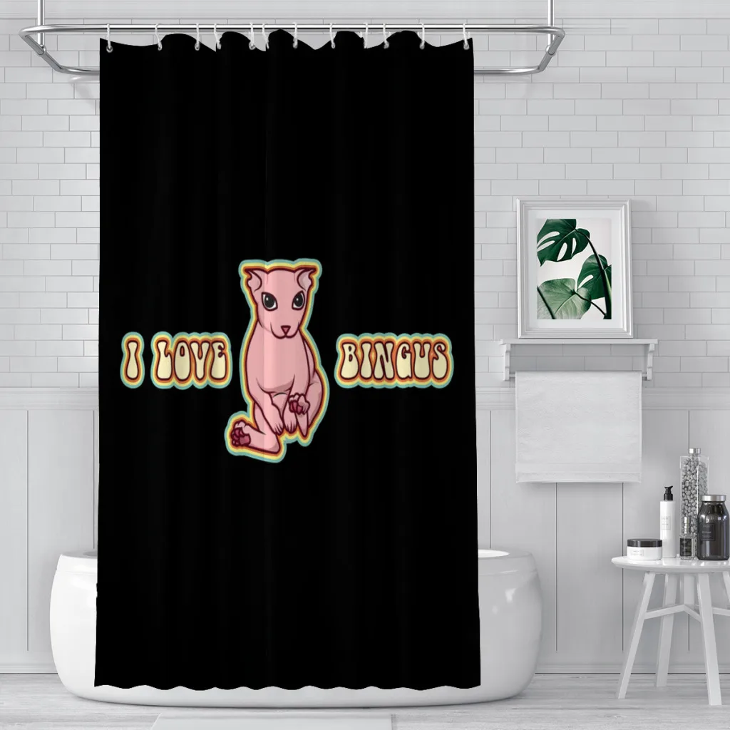 

I Love Bingus Cat Bathroom Shower Curtains Waterproof Partition Unique Home Decor Bathroom Accessories