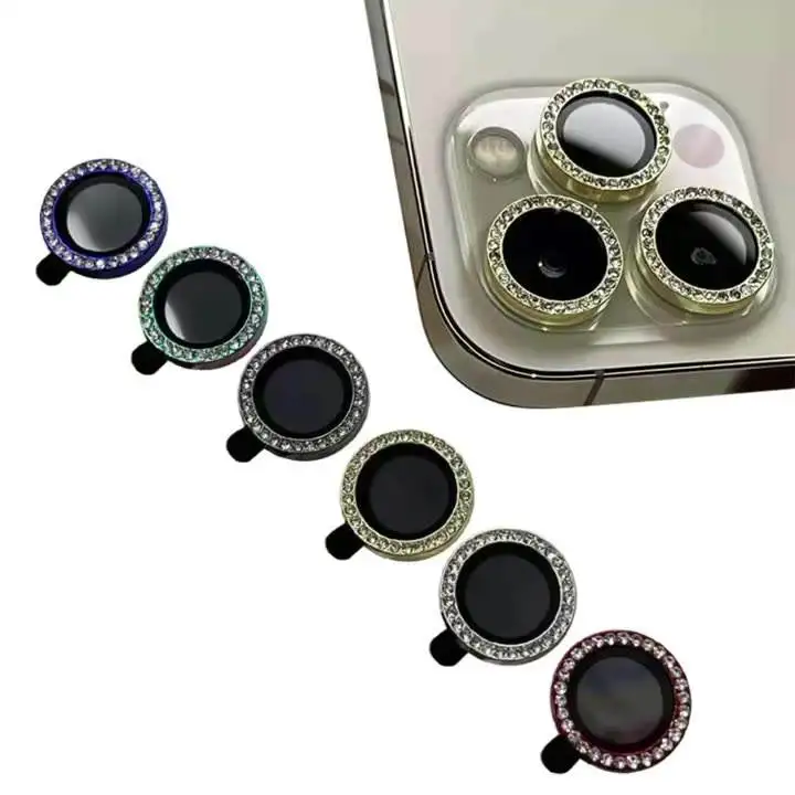 100PCS For IPhone 13 14 11 Pro Max Diamond Metal Camera Protector for IPhone 12 13 Mini Camera Protector Lens Protection Glass
