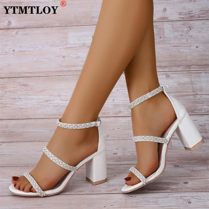 

Women Sandals Pumps Summer Fashion Open Toe High Heels Shoes Female Thin Belt Thick Heels Party Casual Females Shoes 9