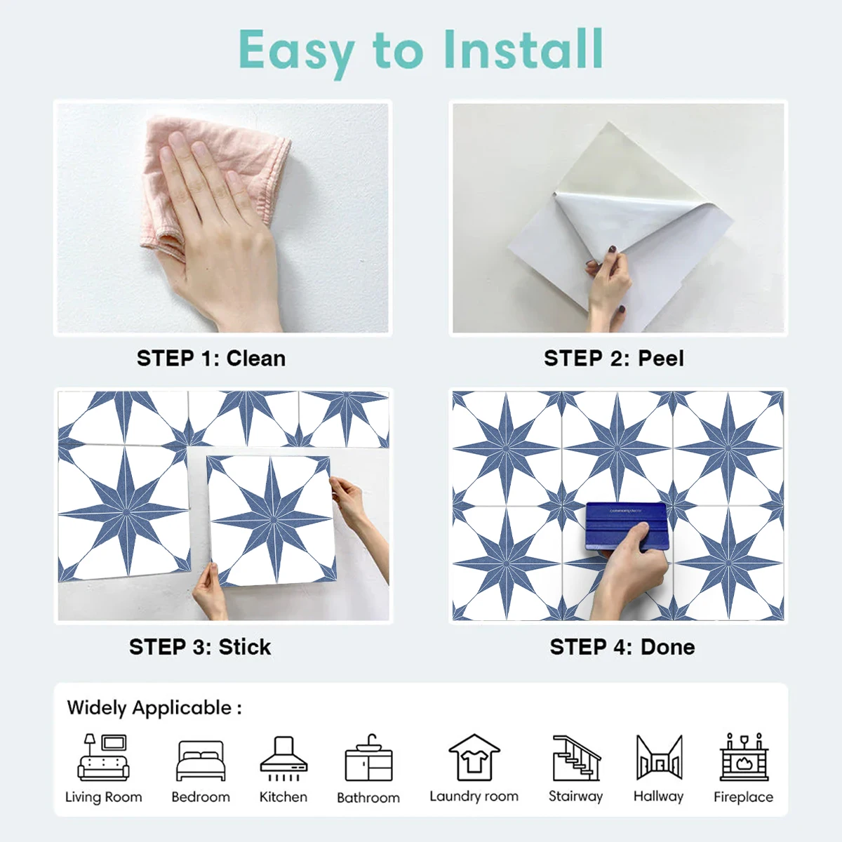 9 шт. самоклеящиеся наклейки на пол в винтажном стиле