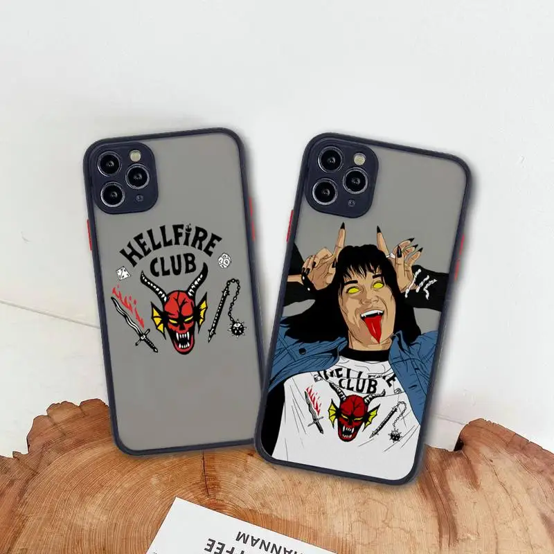 

Hellfire Club Stranger Things 4 Phone Case For iphone 13 12 11 Pro Max Mini XS 8 7 Plus X SE 2020 XR Matte Transparent Cover