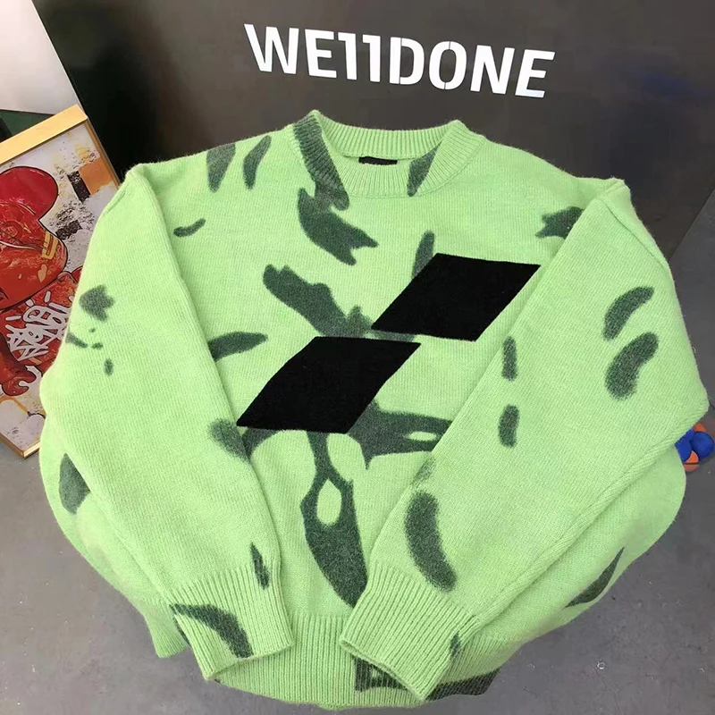 

WE11DONE Crewneck Sweater Wool Tie Dye Men Women 1:1 Oversize Casual Welldone Pullover