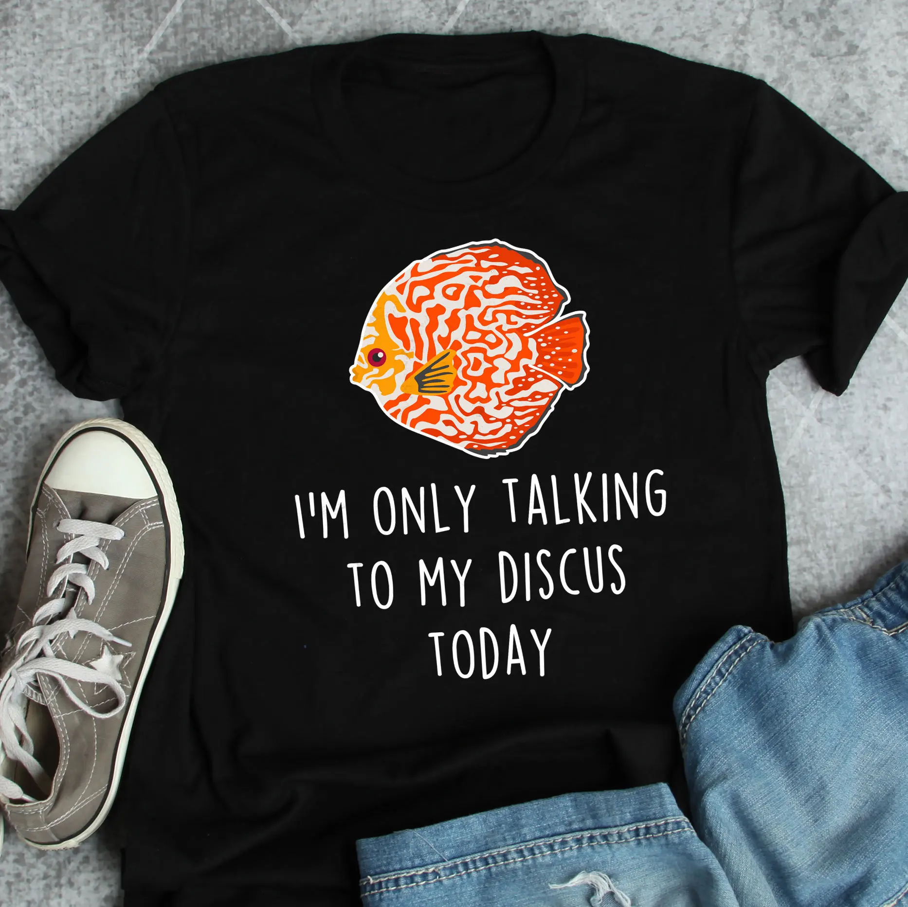 Футболка с изображением диска рыбы забавный любитель аквариума милый питомец
