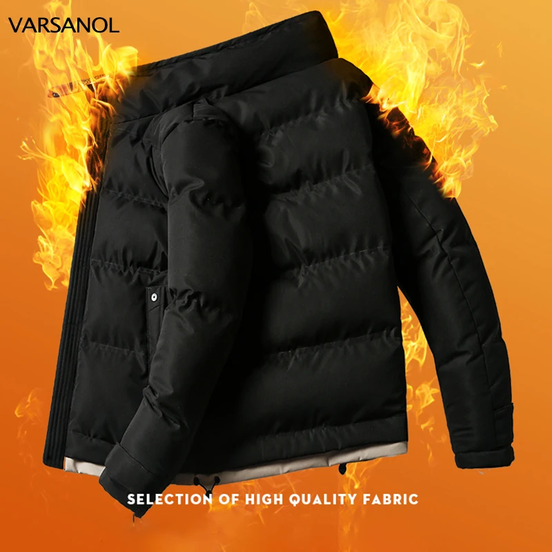 VARSANOL Men's Parkas Jackets Winter New Casual Waterproof Thick Fleece Parkas Jacket Coat Man Autumn Outwear Pocket Parka Men
