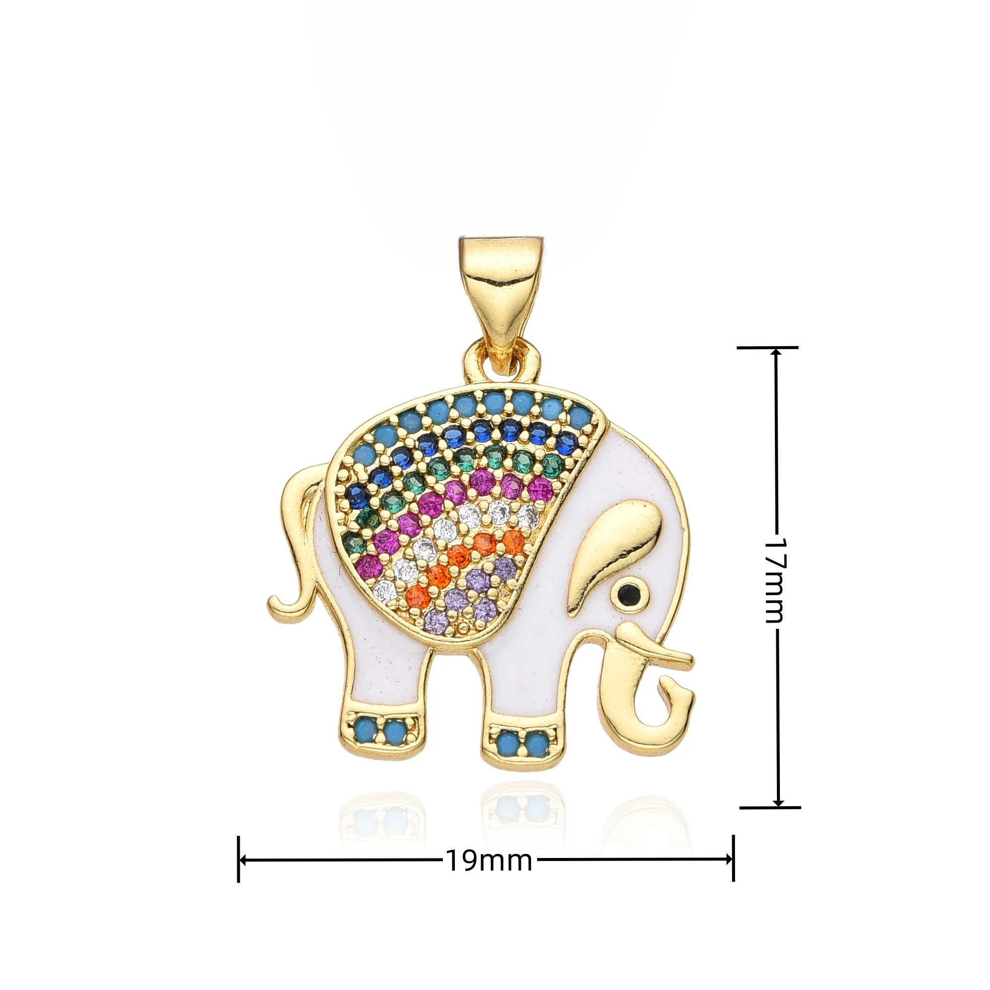 Y2K красочные таиландские подвески в виде слона кубический цирконий золотого