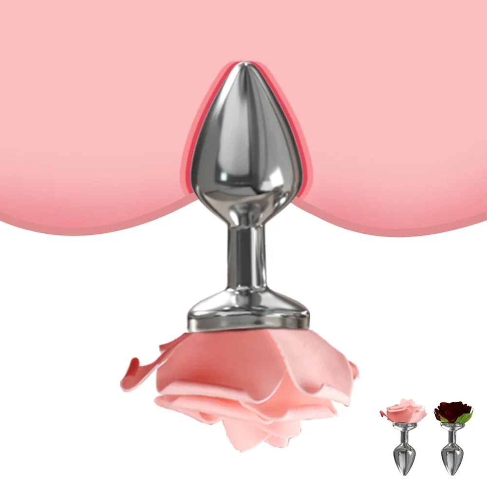 BlissStar Силиконовая анальная пробка с цветком розы