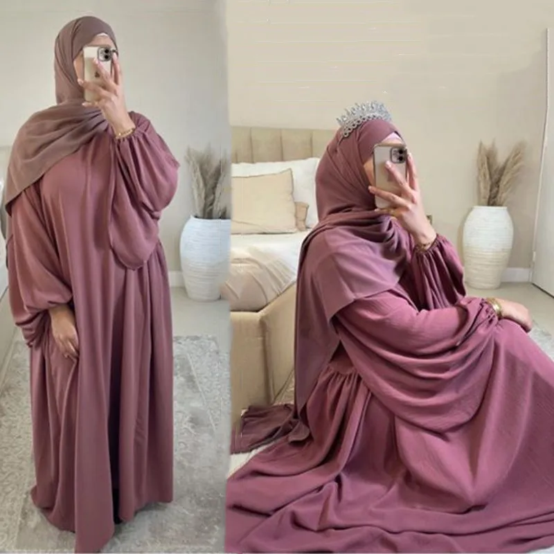 Рамадан One Piece абайя для молитв женское платье Eid Women Jilbab Kaftan Robe Long Khimar Дубайский хиджаб Vestido Musulmane Femme