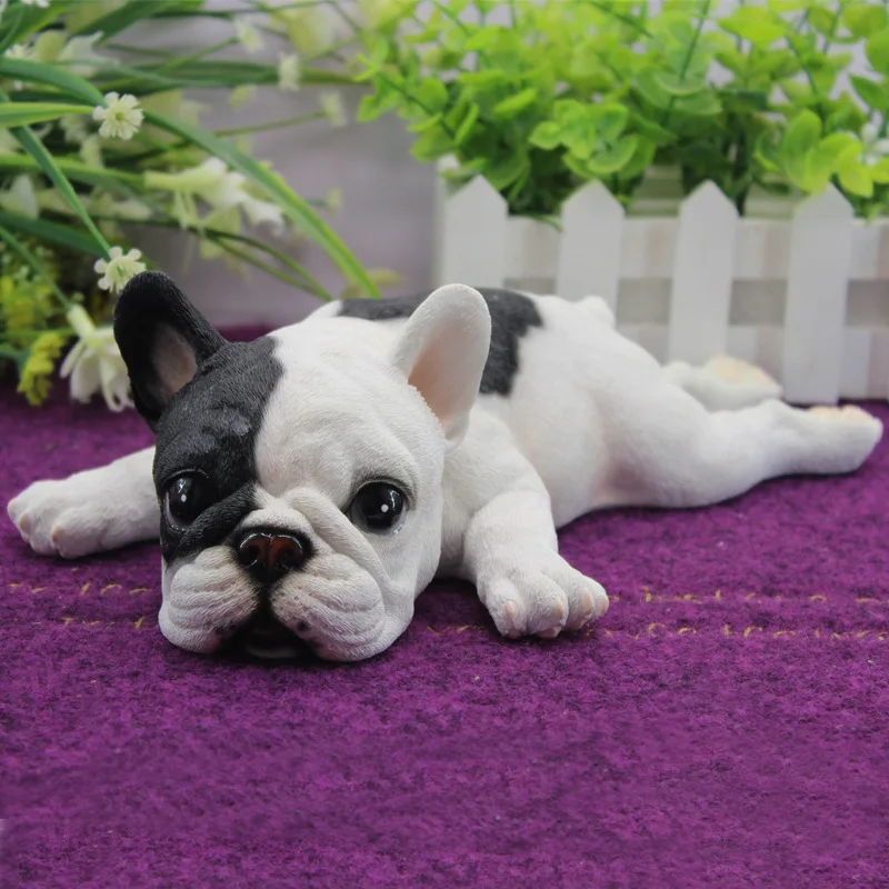 

Polyresin Figurine Realistic Sleeping French Bulldog Dog Pet Toys Toys Gifts Model Simulation Home Animal Children Decor