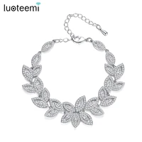 luoteemi elegant fashion charm bracelets for women cubic zirconia crystal leaf shaped jewelry accessories wedding jewelry