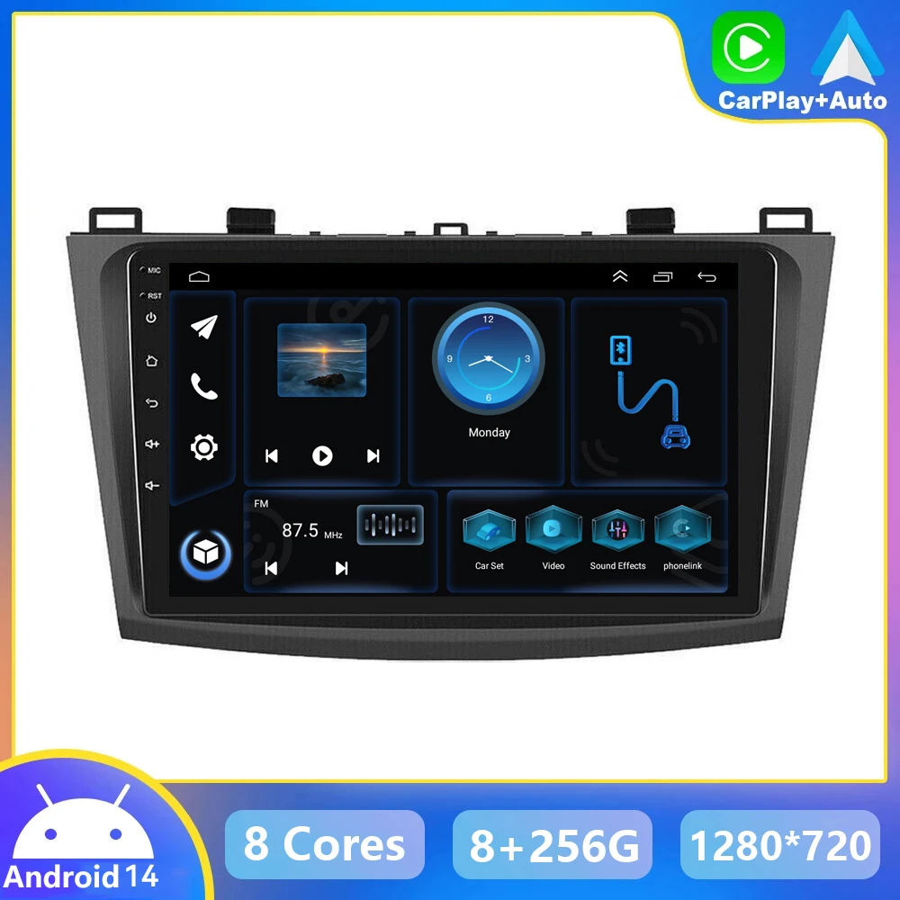 Автомагнитола CarPlay 2DIN для Mazda 3 bk maxx axel 2010 2011 2012 2013 4G + WIFI BT