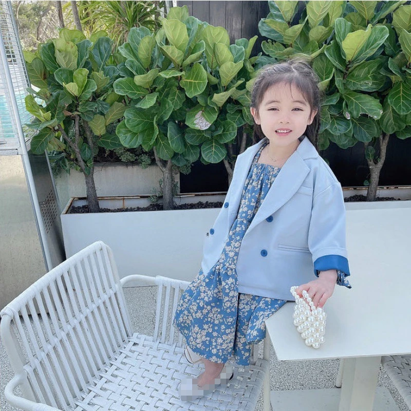 Freely Move Baby Girls Princess Dresses New Autumn Elegant Blazer Coats with Floral Dress 2Pcs Suits Clothes Outfits for Kids