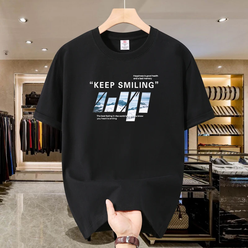 Футболка из 100% хлопка для мужчин и женщин KEEP SMILING футболка с принтом топы