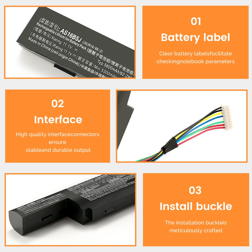 AS16B5J AS16B8J 5600 мАч аккумулятор для ноутбука Acer Aspire E5-575G-53VG 3ICR19/66-2 Бесплатная гарантия