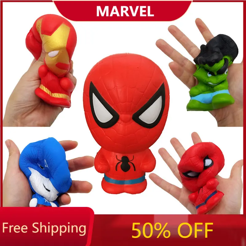 

Marvel Spider-Man Hulk Iron Man Kawaii PU Stress Relief Squishy Toys Anime Dolls Children Birthday Gift
