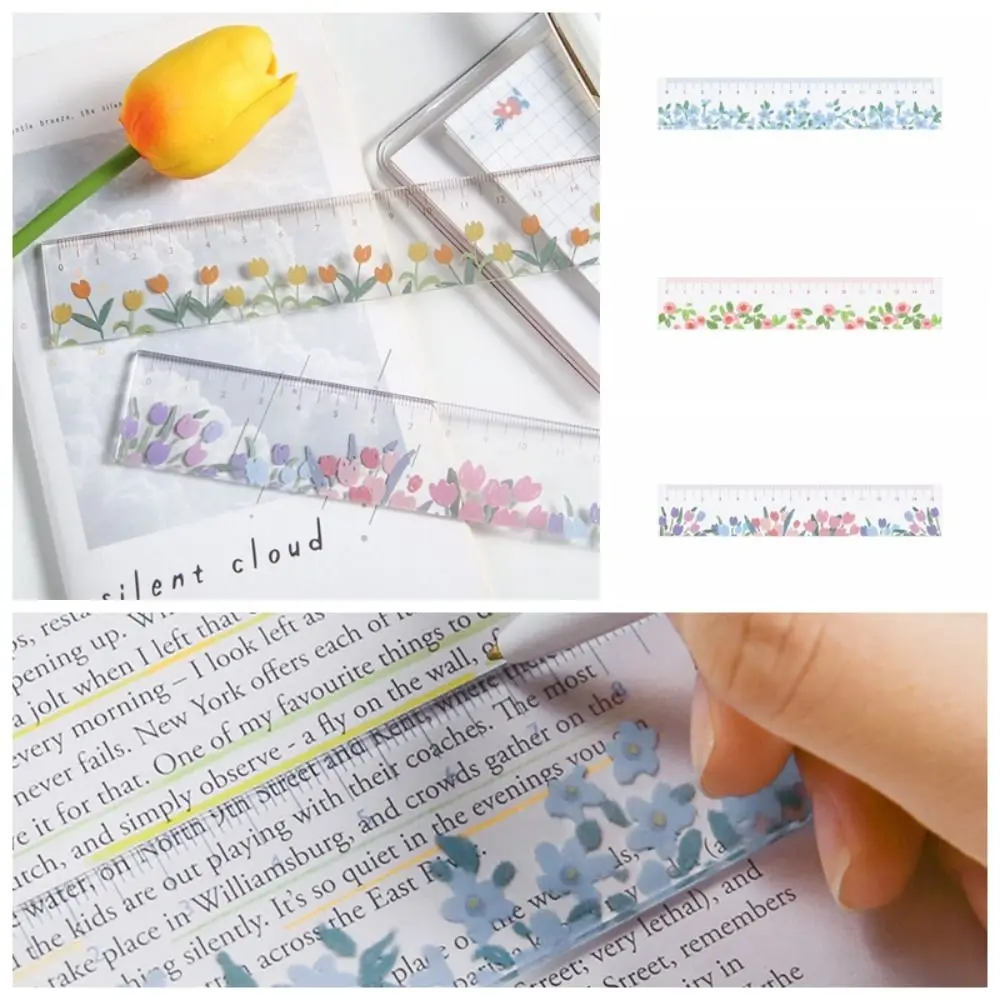 

Double-duty 15cm Straight Ruler Creative Multifunction Transparent DIY Drawing Tools Tulip Acrylic Drafting Ruler School