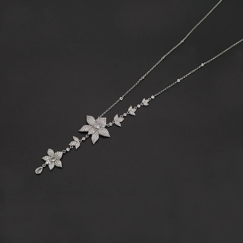 

Luxury jewelry necklace silver multi-layer petal pendant 925 sterling silver fashion boutique girls holiday gift cold and simple