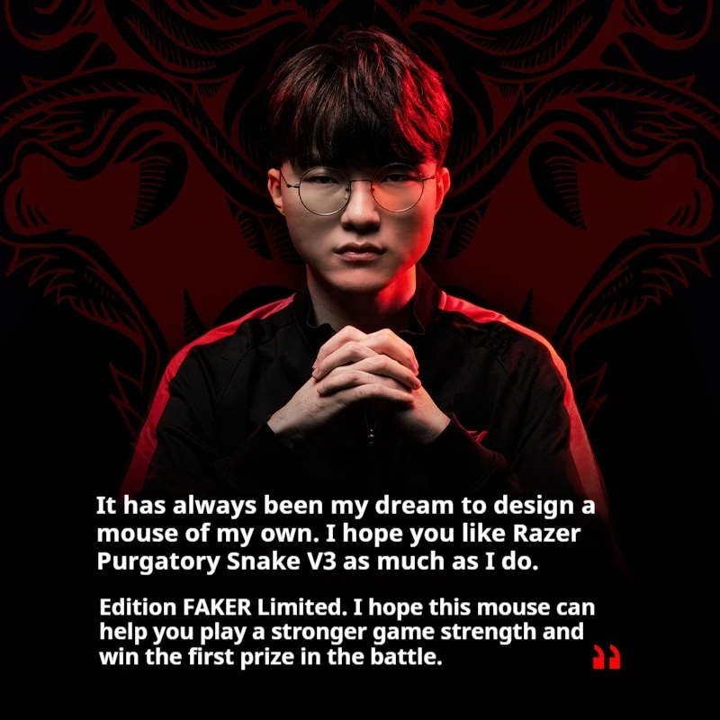 Игровая мышь RAZER DEATHADDER V3 PRO FAKER EDITION, 2 режима, беспроводная, 2,4G, 30000 точек на дюйм, индивидуальные эргономичные легкие аксессуары для ПК (art.: 3920ca2ed17a3) - 3920ca2ed17a3