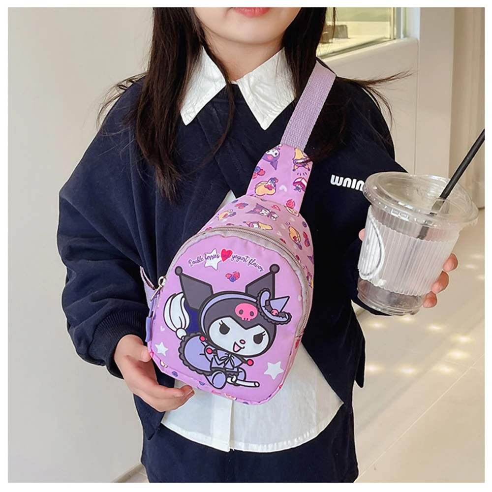 

Anime 산리오 가방 Sanrio Kuromi Backpack for Kids Hello Kitty Children Chest Bag Cinnamoroll Pochacco Pompompurin Messenger Bags Gift