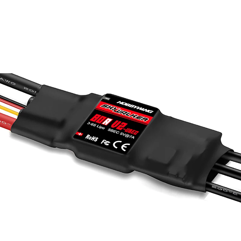 Hobbywing SkyWalker V2 40A 50A 3-4S / 80A 100A 3-6S LiPo 5V BEC ESC 96 МГц 32-бит ARMMO для радиоуправляемого