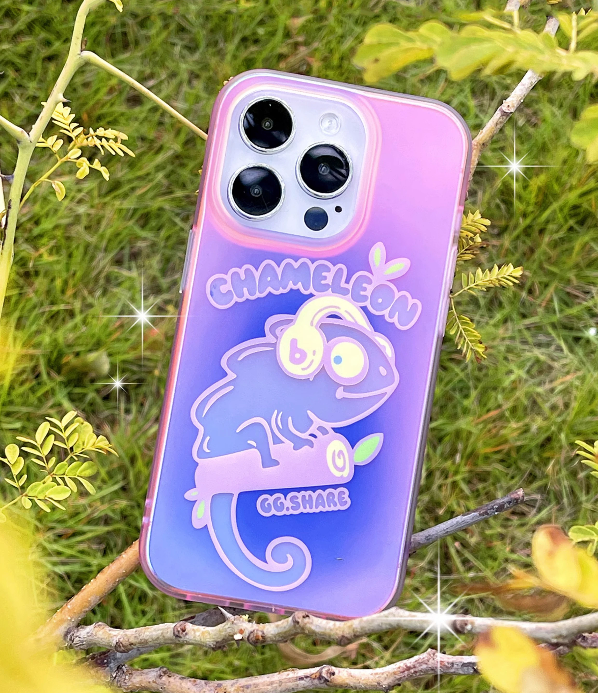 

Conelz For iphone 14 pro max case personality Laser scrub gradient purple Cartoon chameleon Protect shell For iphone 14 pro case