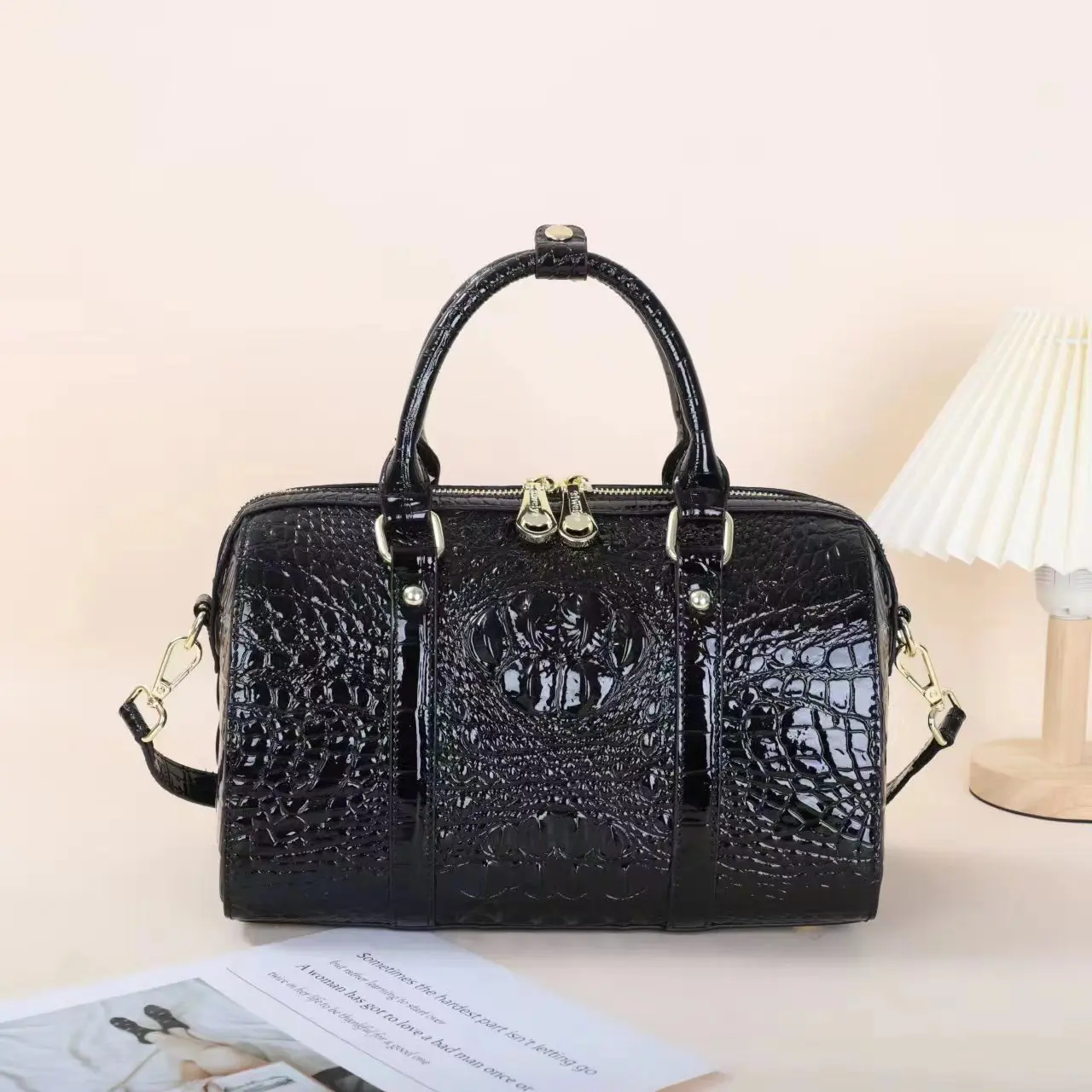 

Genuine Leather 2023 New Fashion Casual Retro Crocodile Pattern Pillow Bag Handheld One Shoulder Crossbody Women's Bag