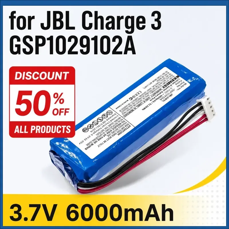 Фото Аккумулятор 3,7 В, 6000 мАч для JBL Charge 3 GSP1029102A, для Charge3 Stealth Edition, высокое качество №1