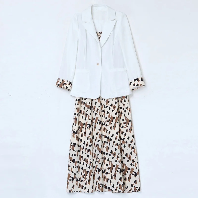 Spring Summer  Suit Jacket Dress Two-piece Women Elegant Thin Professional Wear Korean Fashion Slim Skirt Blazer 2 Piece Set