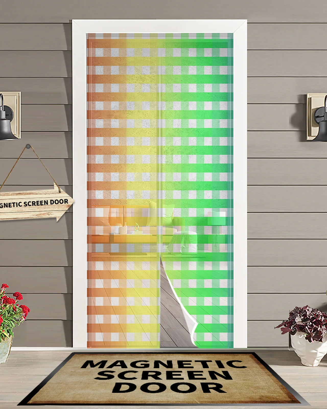 

Радужная Минималистичная градиентная комнатная сетка для окон и дверей с принтом москитная сетка для спальни домашний декор марлевая двер...