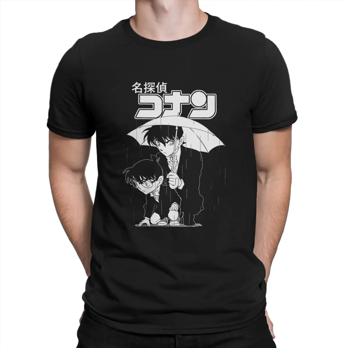 

Detective Conan Manga TV Men's TShirt Holding an Umbrella in The Rain Fashion T Shirt Graphic Sweatshirts New Trend