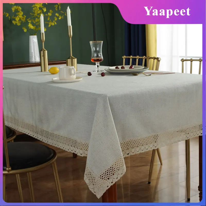

Nordic Solid Simple Slub Cotton Linen Table Cloth Oil Painting Rectangular TableCloth Household Coffee TableTowel Decor