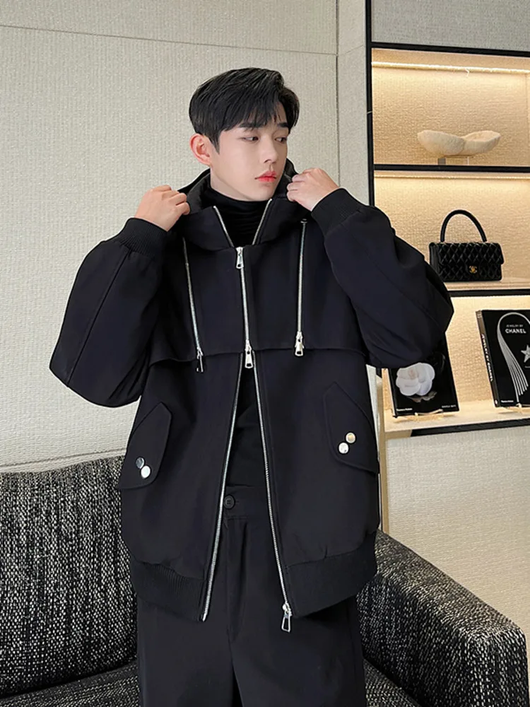 

SYUHGFA Men's Wear 2023 Autumn Winter Two Pieces Cotton Hooded Jackets Loose Coat Korean Streetwear Hoodie Jackets