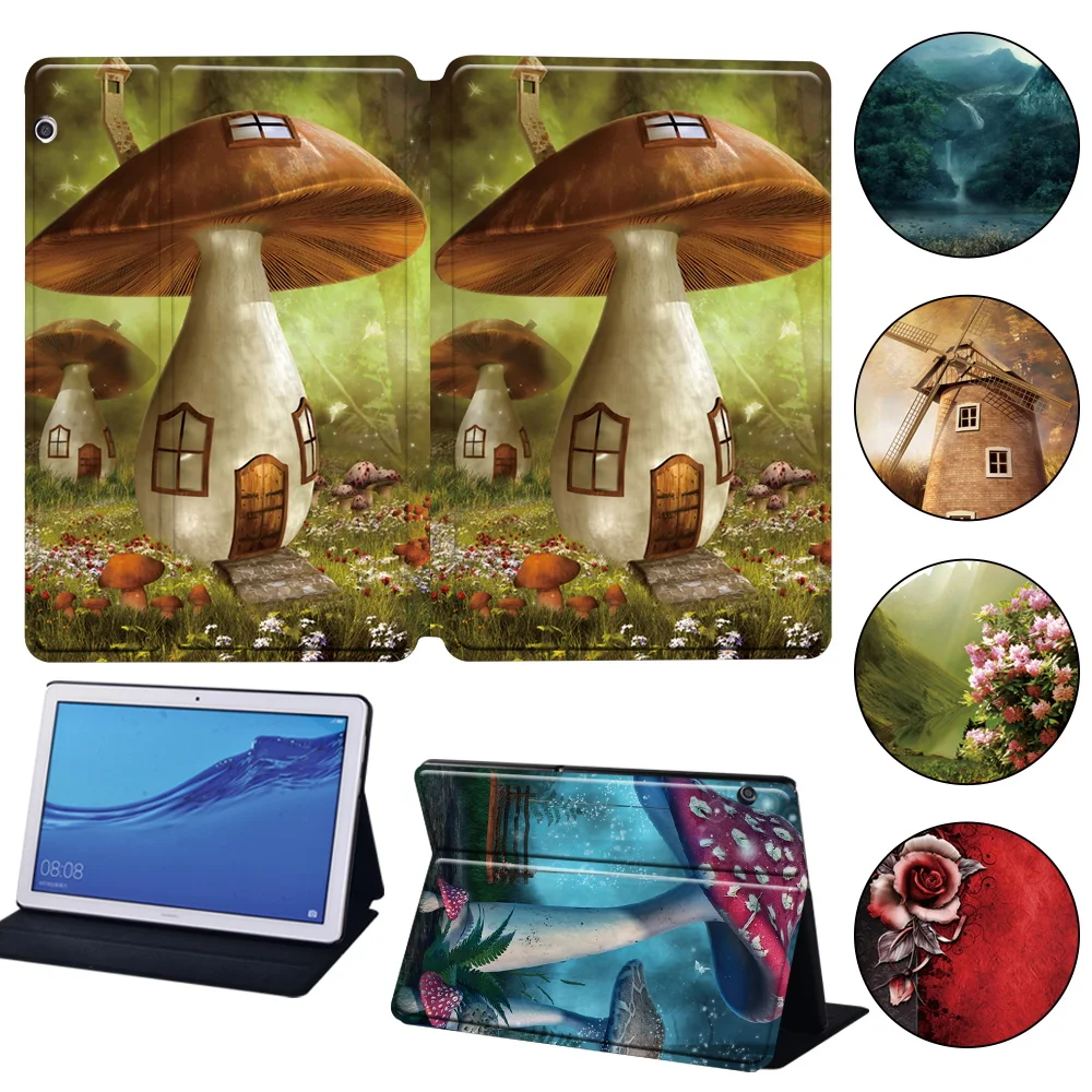 

For Huawei MediaPad M5 Lite 8/M5 10.8/M5 Lite 10.1 Case for MediaPad T3 8.0/T3 10/T5 10 Anti-fall New Forest Series Tablet Cover