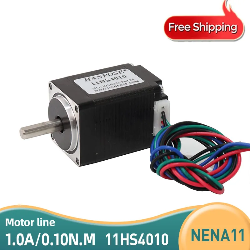 

Бесплатная доставка, 40 мм шаговый двигатель Nema11, 28 мотор Nema 11, мотор 28bygh 1.0A 11HS4010, мотор 0.12N.M 4-проводной для 3D-принтера