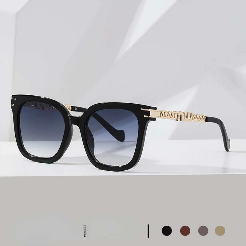 

Солнцезащитные очки в винтажном стиле UV400 для мужчин и женщин, квадратные Роскошные брендовые дизайнерские солнечные очки с надписью и цепочкой, 2023