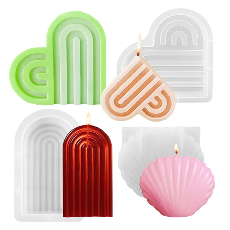 

U Shape Love Arch Silicone Candle Mold Shell Soap Resin Plaster Mould Heart Geometry Ice Cube Chocolate Making Home Decor Gift