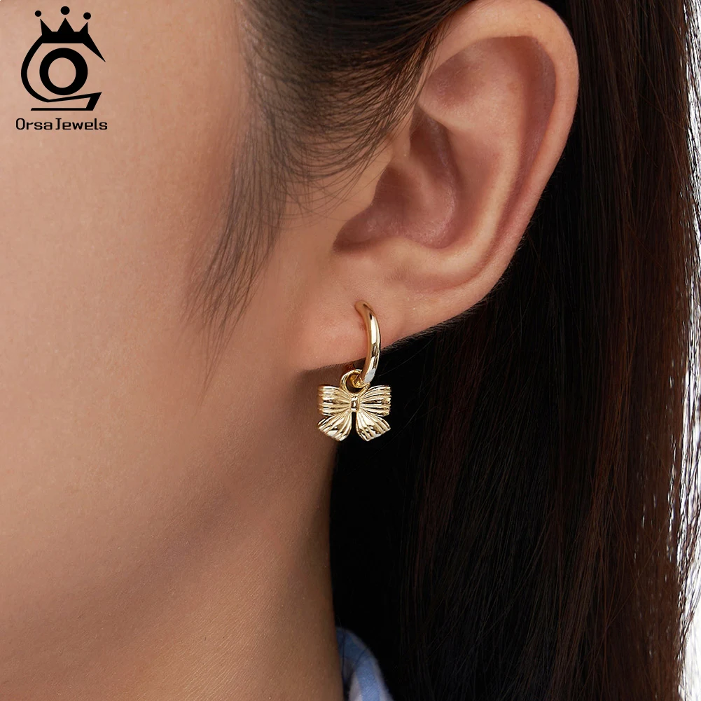 Женские серьги-подвески с бантом ORSA JEWELS ювелирное изделие из серебра 925 пробы SE412