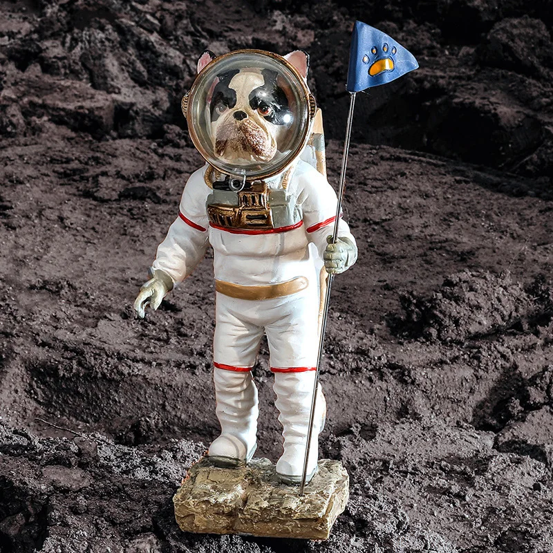 

ARTLOVIN Resin Dog Astronaut Figurines Modern Animal Statue Bulldog Figure Ornament Interior Living Room Decoration Gifts For He