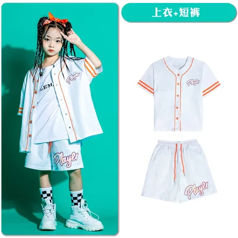 Детская уличная одежда Kpop, комплект из кардигана, рубашки, топа, брюк-карго и шорт