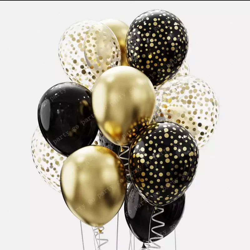 

12pcs 12inch Black Gold Latex Balloons Graduation Helium Globos Adult Kids Birthday Party Decorations Baby Shower Home Supplies