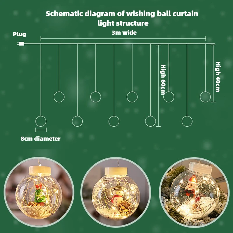 Светодиодный занавес гирлянда Санта-Клаус шаровая лампа желаний рождественские