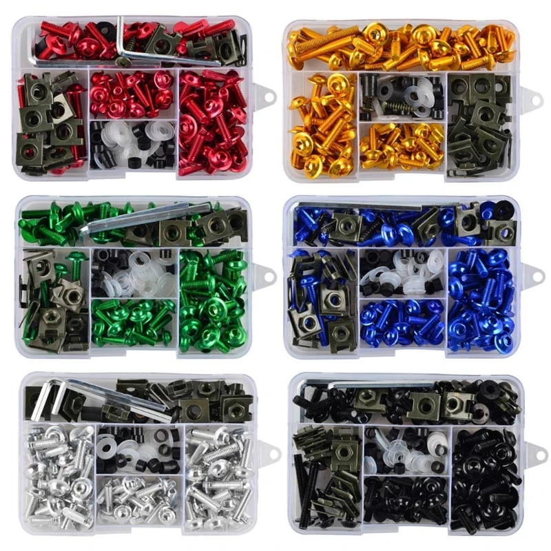 

918B 155 Pcs/Set M6 M5 Motorcycle Fairing Bolts Kit Bodywork Fastener Clip Screws Nut