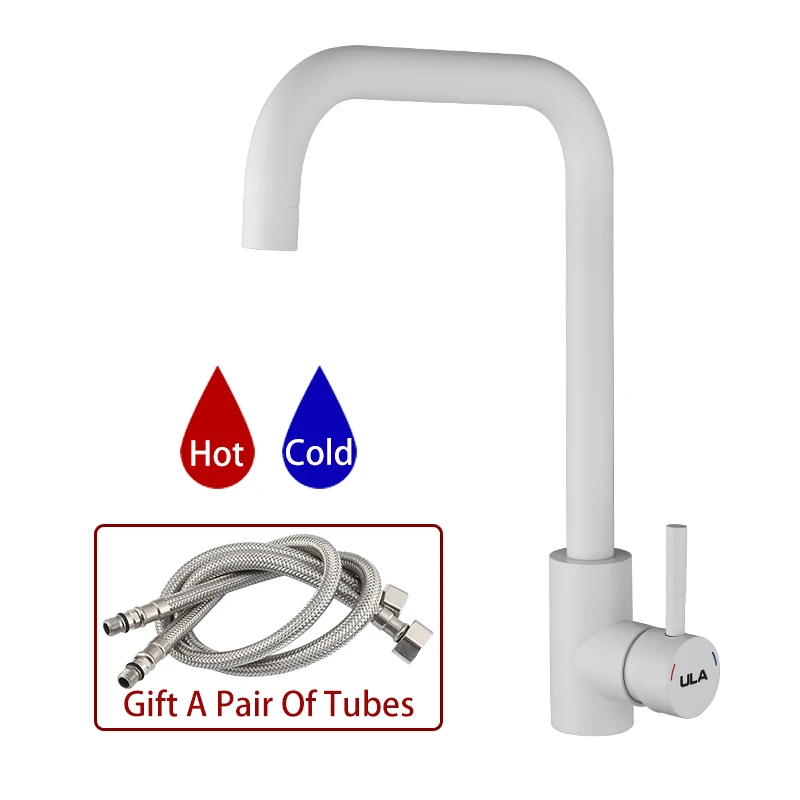 Белый простой кухонный смеситель из нержавеющей стали Поворот на 360 градусов