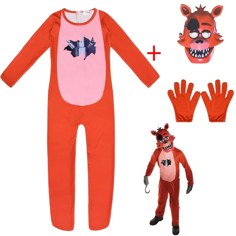 Kids Party Clothes Five Nights Freddy Bear Cosplay Costume With Mask Boys Girls Bodysuit Halloween Fancy Jumpsuits