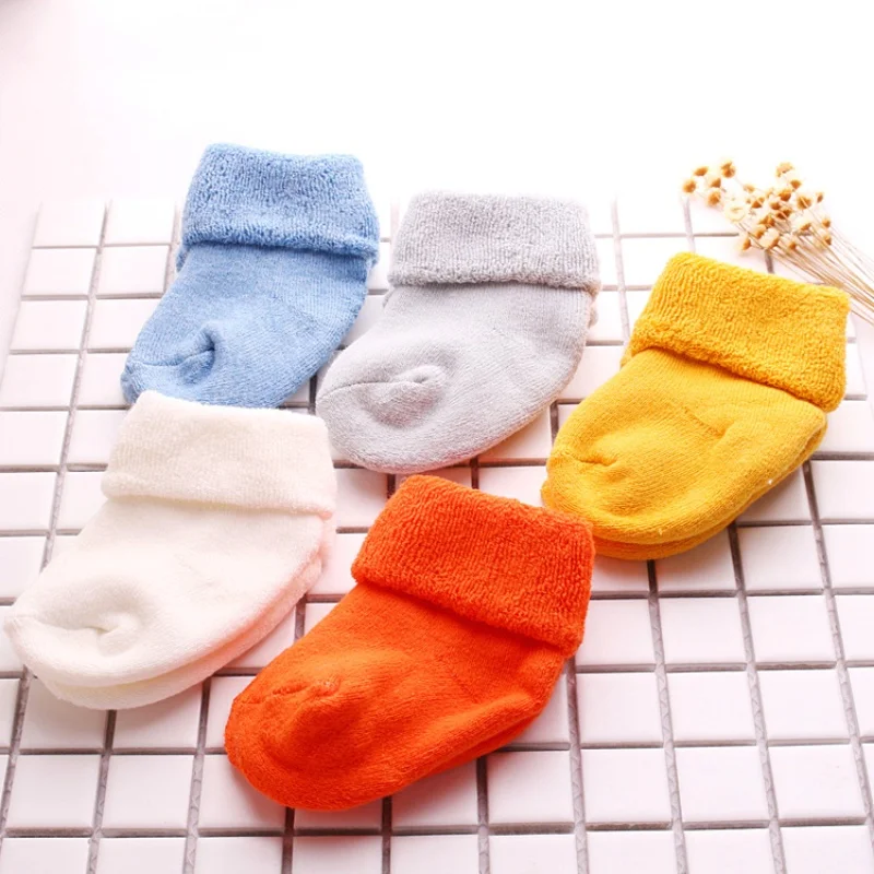 5 комплектов Детские осенне-зимние носки из шерсти и хлопка
