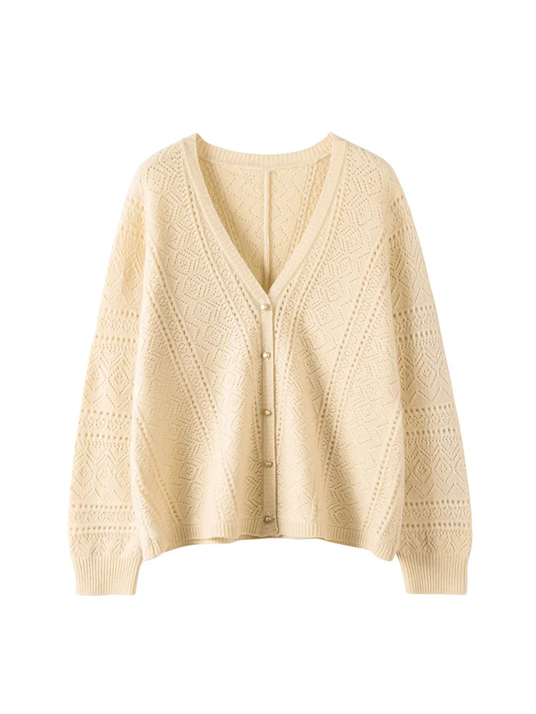 Женский кардиган свитер из 100% мериносовой шерсти с длинными рукавами женская