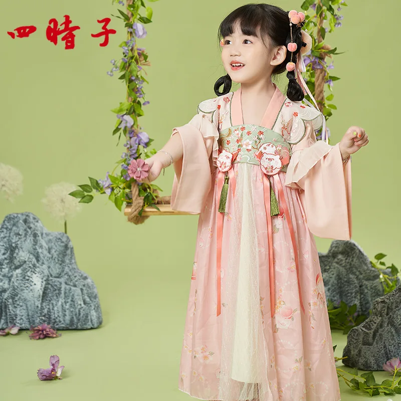 

Китайский костюм, платье для маленьких девочек, оригинальная детская одежда в китайском стиле, детский китайский костюм в ханьском стиле, с...