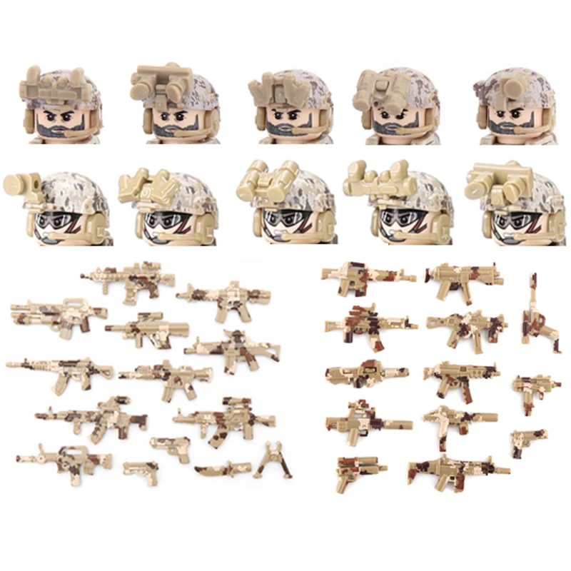 

Military US Navy Seals Soldier Figures Building Blocks City Police SWAT Camouflage Weapons Gun Helmet Parts Bricks Toys For Kids