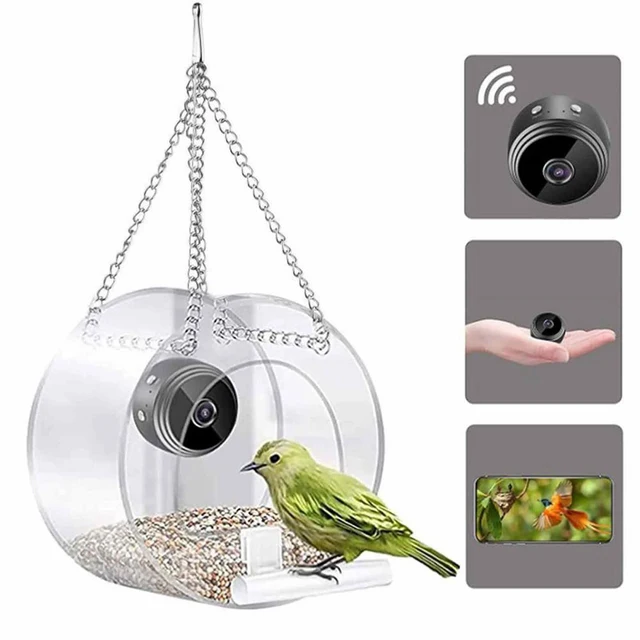 Smart Bird House Pet Feeder Acrylic with Camera Home Pet Bird Feeder Transparent 1080P HD Easy Installation for Outdoor Garden 5