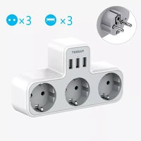 tessan eu wall socket extender with 3 ac outlets and 3 usb ports 5v 2 4a power adapter overload protection for homeoffice