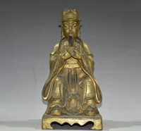 10 tibetan temple collection old bronze gilt civilian statue moral step up office ornament town house exorcism
